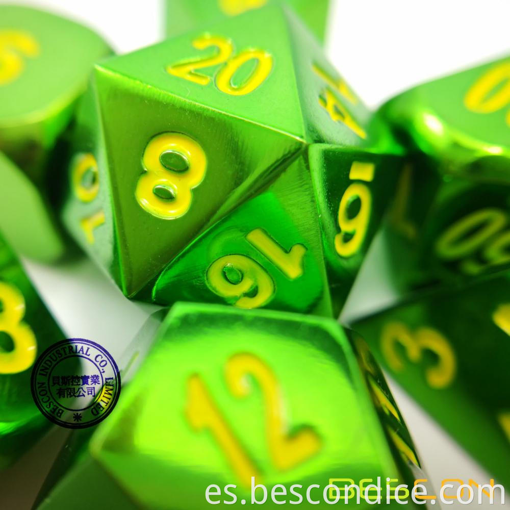 Green Dungeons And Dragons Metal Dice Set 3